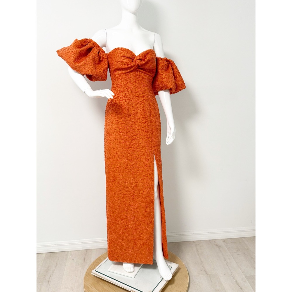 Agostina Statement Textured Maxi Dress Redondo Brand Coral Orange XS NWT